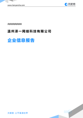 温州泽一网络科技企业信息报告-天眼查